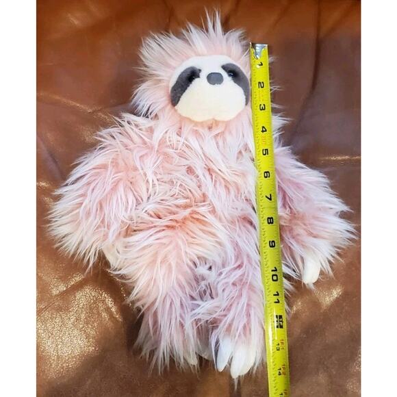 14 Inch Aurora Purely Luxe Fuzzy Pink Sloth Stuffed Animal Plush Toy With Claws - Picture 11 of 12